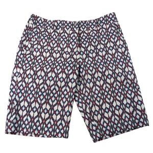 GG Blue Shorts Women's Multicolor Geometric Dophamine Snap Button Active Size 10